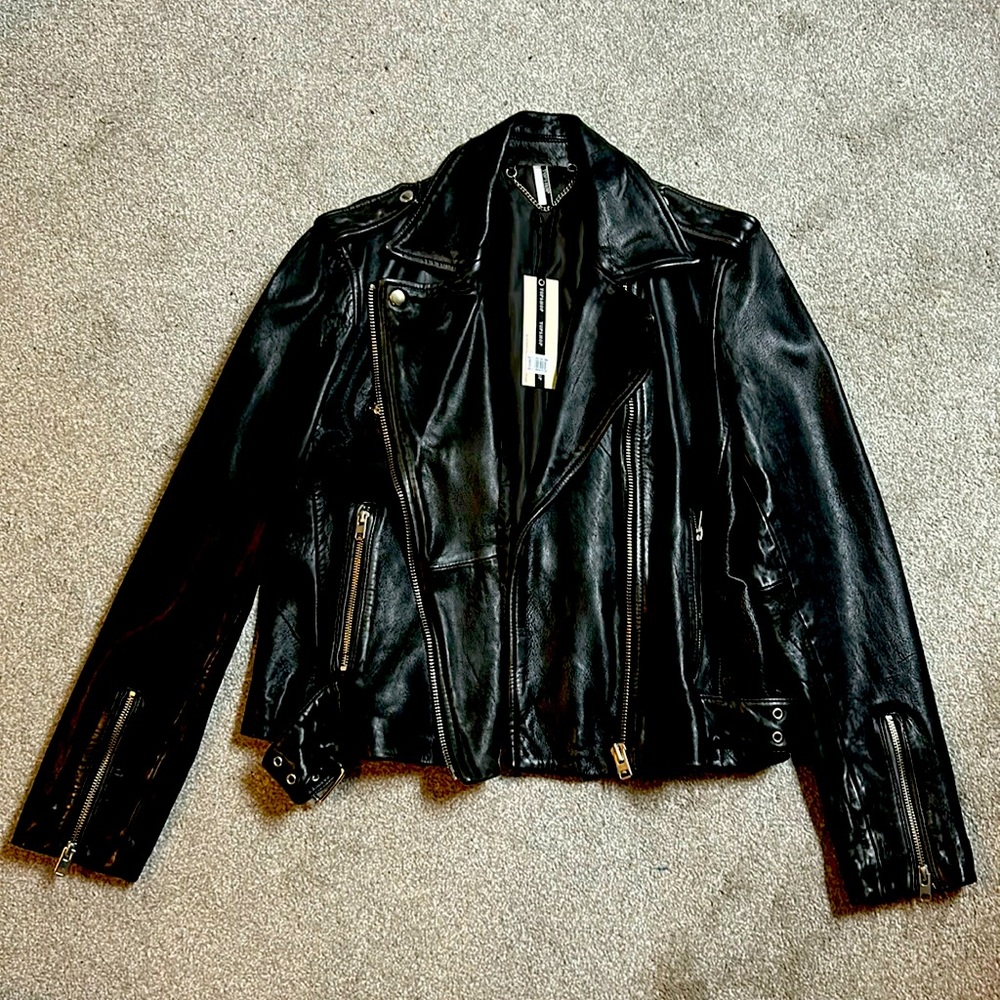 TOPSHOP Black Faux Leather Jacket